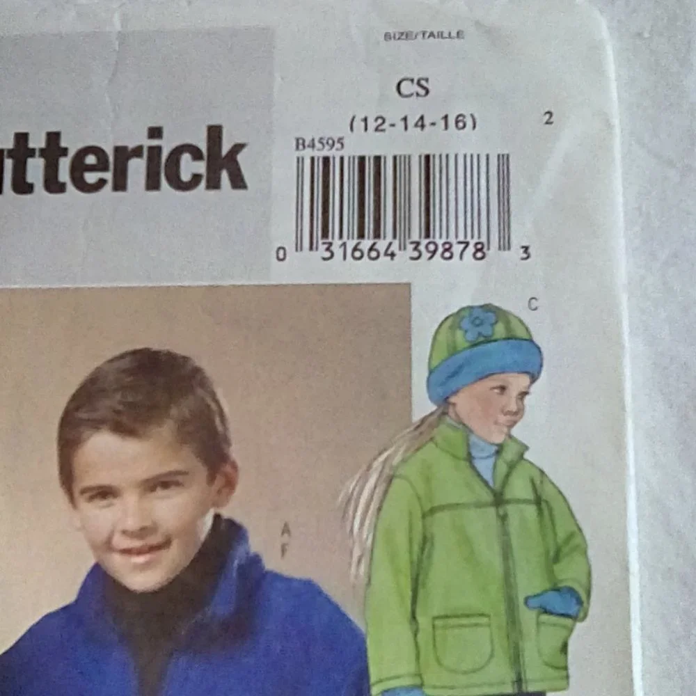 Butterick B4595 Girls/Boys Jacket, vest, hat, scarf
